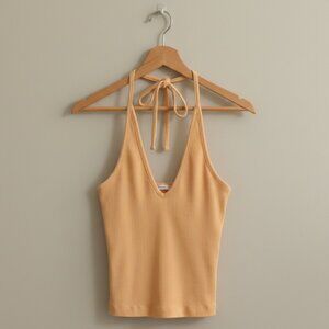 Old Navy Peach Ribbed Halter Tank Top - Size Small - Soft Boho Summer Basic